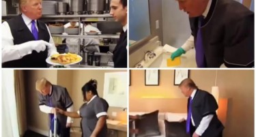 (ВИДЕО) НЕМА ДА ИМ ВЕРУВАТЕ НА ОЧИТЕ: Трамп готви, чисти, носи багаж