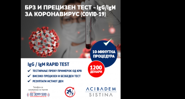 „Аџибадем Систина“ набави 15.000 тестови за детекција на Ковид-19, капацитетот е до 300 тестови дневно по цена од 1.200 денари