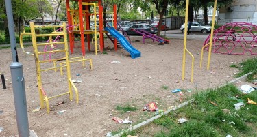 Детско игралиште полно со смет во Чаир