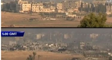 (ВИДЕО) Израелската војска за еден час срамни со земја цела улица во Газа