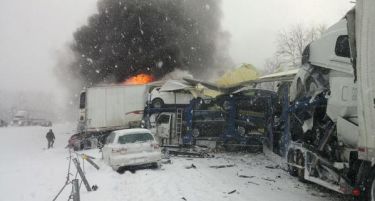 (ВИДЕО) Верижен судир на 123 возила – експлодираше камион со огномет