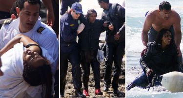 (ВИДЕО) Шокантни снимки од хаваријата во морето на смртта: Имигрантите меѓу кои и дете завршија на карпите