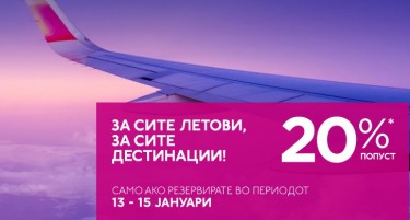 НЕ ПРОПУШТАЈТЕ: Wizz Air со специјален попуст од 20% за сите дестинации!