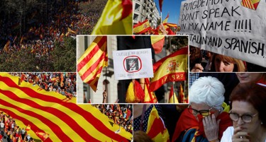 (ВИДЕО) Илјадници луѓе во Каталонија протестираат против отцепувањето