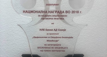 НЛБ Банка АД Скопје добитник на Националната награда за општествена одговорност за 2018 година