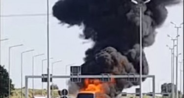 (ВИДЕО) Автобус целосно изгоре на Табановце