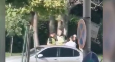 (ВИДЕО)  Полицаец удира шлаканица на момче на улицата  „Партизански одреди“