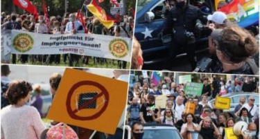 (ВИДЕО) ПРОТЕСТИ ВО ГЕРМАНИЈА: Германците обвинија за „лажна пандемија“