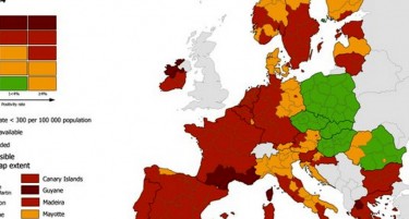 На новата корона мапа за Европа многу земји се во критичната црвена зона
