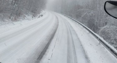 ФОТО ФАКТОР: СНЕГ И НЕПРЕГЛЕДНОСТ НА ПАТОТ МАВРОВО ДЕБАР - воведена е забрана за движење на камиони