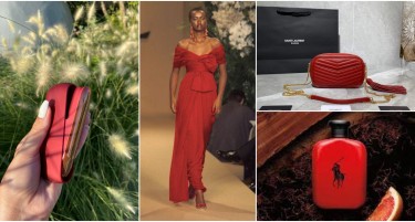 Црвената боја како инспирација: Perry Ellis Red, Armani Prive Rouge Malachite, Hermes Eau de Rhubarb Ecarlate Columns