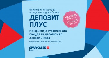 НОВА НАЈАТРАКТИВНА ПОНУДА ЗА ДЕПОЗИТИ ВО ДЕНАРИ И ВО ЕВРА, ВО ШПАРКАСЕ БАНКА