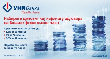 3,5 отсто каматна стапка – повеќе за Вас со депозитите од УНИБанка