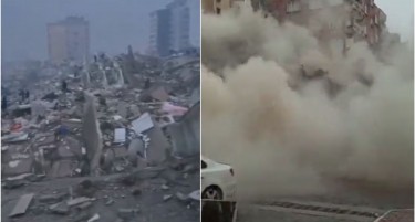 Морничави сцени од Турција: Зграда за малку ќе се урнела врз автомобили, луѓето за влакно ја избегнале смртта (ВИДЕО)