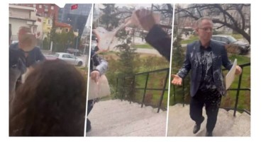 (ВИДЕО) Активисти го гаѓаа со торта косовскиот вицепремиер поради Заедницата на српски општини