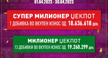ВИДЕОЛОТАРИЈА ВО AПРИЛ ИСПЛАТИ ФАНТАСТИЧНИ 43.603.331,00 ДЕНАРИ КАЈ ИГРАЧИТЕ