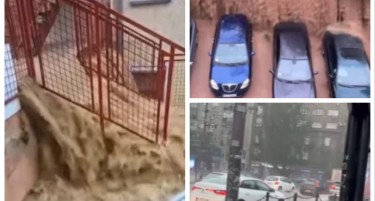 „ВОДОПАД ВО БЕЛГРАД“ - моќен порој ОДНЕСЕ АВТОМОБИЛ! Вода блика од становите, ова досега не е видено во соседството (ВИДЕО)