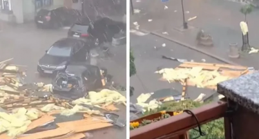 (ФОТО) НЕВРЕМЕ ВО СРБИЈА: Покрив од зграда заврши на улица