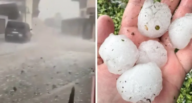 (ВИДЕО) ГРАДОТ ОШТЕТИ АВТОМОБИЛИ: Невреме ја зафати Австрија