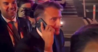 (ВИДЕО) СЕ Е ЗАТВОРЕНО ПОРАДИ ТЕБЕ: Макрон му се јави на Трамп од улица, заглави во сообраќај поради него