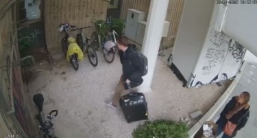 (ВИДЕО) ЕВЕ КОЈ ГО ОСТАВИ ПРАЗНИОТ КУФЕР НА ПЛОШТАДОТ „ВМРО“: Оставен е пред седиштето на ЈП „Државни патишта“