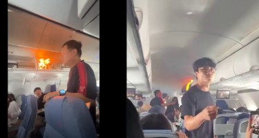 ПОЖАР ИЗБУНА ВО АВИОН - патниците снимиле како избива огнот (ВИДЕО)