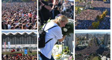 Во тишина оддадена почит за 16-те загинати во падот на бетонската настрешница на железничката станица во Нови Сад пред една година