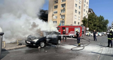 СЕ ЗАПАЛИЛО ВОЗИЛО ВО ДВИЖЕЊЕ: Од огнот „настрада“ и паркирано „рено“