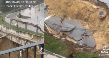 (ВИДЕО) ХОРОР ВО СРБИЈА: Потпорен ѕид и пат се урнаа во Крагуевац
