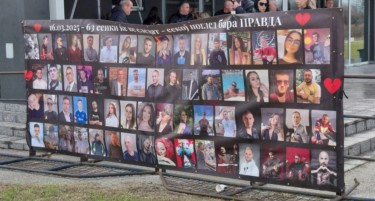 Продолжува судењето за пожарот во „Пулс“, родителите поставија транспарент со фотографиите на загинатите